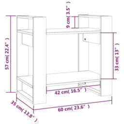 Berkfield Book Cabinet/room Divider Black 60X35X57 Cm Solid Wood Pine - thumbnail 8