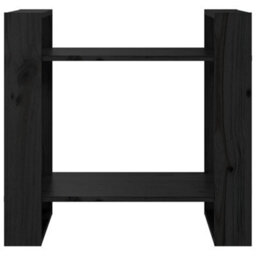 Berkfield Book Cabinet/room Divider Black 60X35X57 Cm Solid Wood Pine - thumbnail 3