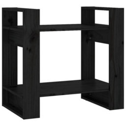 Berkfield Book Cabinet/room Divider Black 60X35X57 Cm Solid Wood Pine - thumbnail 2