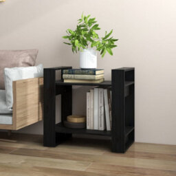 Berkfield Book Cabinet/room Divider Black 60X35X57 Cm Solid Wood Pine - thumbnail 6