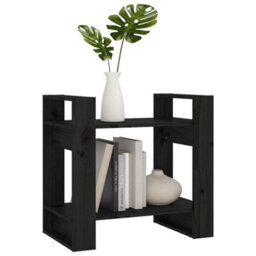 Berkfield Book Cabinet/room Divider Black 60X35X57 Cm Solid Wood Pine - thumbnail 5