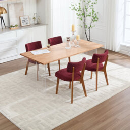 Matteo Mid-Century Modern Dining Chairs, Set Of 2, Wine Red Linen Fabric Upholstered Side Chairs With Solid Wood Legs - thumbnail 9