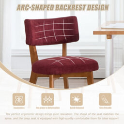 Matteo Mid-Century Modern Dining Chairs, Set Of 2, Wine Red Linen Fabric Upholstered Side Chairs With Solid Wood Legs - thumbnail 4