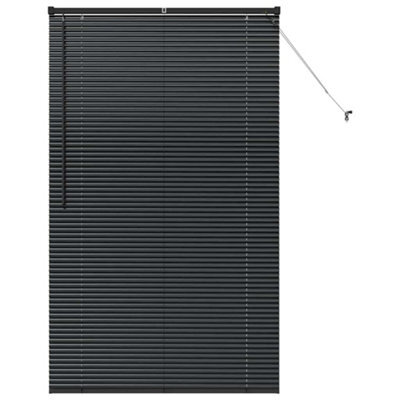 Berkfield Modern Window Blind With Curtains Manual Black Aluminium