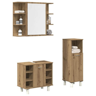 Berkfield 3 Piece Bathroom Furniture Set Artisan Oak Engineered Wood - image 1