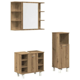 Berkfield 3 Piece Bathroom Furniture Set Artisan Oak Engineered Wood - thumbnail 2