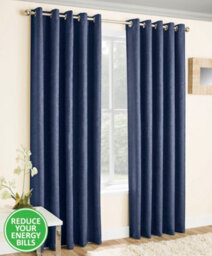 Enhanced Living Vogue Navy 46 X 54 Inch (117X137Cm) Eyelet Thermal Noise Reducing Dim Out Curtains (Pair) - thumbnail 1