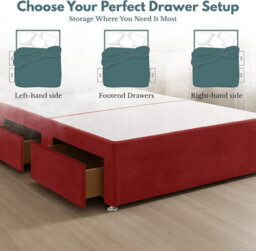 Red Plush Fabric 3Ft Single Bed Base With 2 Spacious Drawers - thumbnail 2