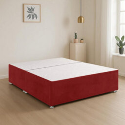 Red Plush Fabric 3Ft Single Bed Base With 2 Spacious Drawers - thumbnail 3