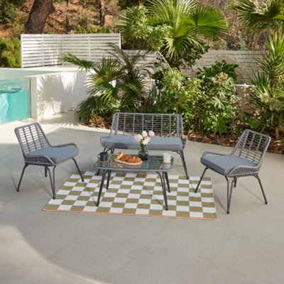 Home Detail Pampas Wicker Garden Lounge Set, Grey - image 1