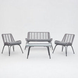 Home Detail Pampas Wicker Garden Lounge Set, Grey - thumbnail 3