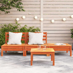 Berkfield Garden Sofa 3-Seater Wax Brown Solid Wood Pine - thumbnail 3