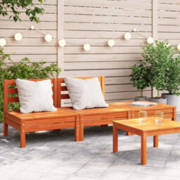 Berkfield Garden Sofa 3-Seater Wax Brown Solid Wood Pine - thumbnail 1