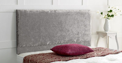 "Adore Designs Victoria Plain Crushed Velvet 5Ft Kingsize 24"" Headboard -  Grey"