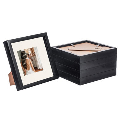 "Nicola Spring 8 X 8"" Photo Frames - Black/ivory Mount - 3D Picture Frame Box Portrait Display Case (4 X 4"" Mount) Set Of 5" - image 1