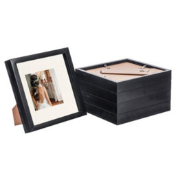 "Nicola Spring 8 X 8"" Photo Frames - Black/ivory Mount - 3D Picture Frame Box Portrait Display Case (4 X 4"" Mount) Set Of 5" - thumbnail 1