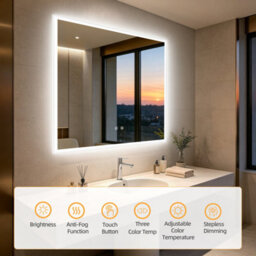Luvodi 90 X 90Cm Square Backlit Led Bathroom Mirror Anti-Fog  Frameless Smart Lighted Mirror - thumbnail 3