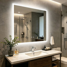Luvodi 90 X 90Cm Square Backlit Led Bathroom Mirror Anti-Fog  Frameless Smart Lighted Mirror - thumbnail 1