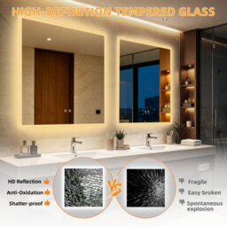 Luvodi 90 X 90Cm Square Backlit Led Bathroom Mirror Anti-Fog  Frameless Smart Lighted Mirror - thumbnail 6
