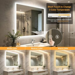 Luvodi 90 X 90Cm Square Backlit Led Bathroom Mirror Anti-Fog  Frameless Smart Lighted Mirror - thumbnail 5