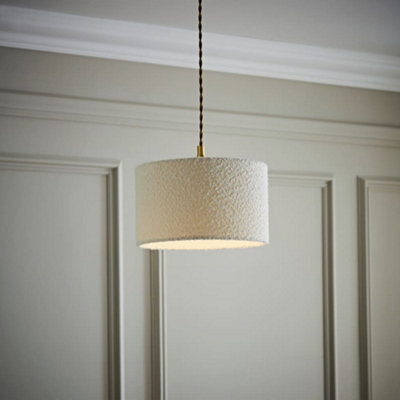Valuelights Reni Cream Boucle Drum Ceiling Lamp Shade (D)25Cm - image 1