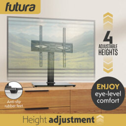 Futura Universal Tv Table Stand 24 To 60 Inch Tvs, Swivel & Height Adjustable, 45Kg Load, Max Vesa 400X400mm, Tempered Glass Base - thumbnail 7