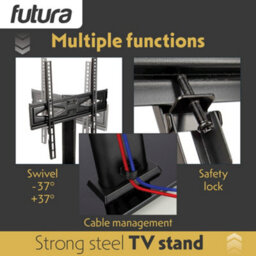 Futura Universal Tv Table Stand 24 To 60 Inch Tvs, Swivel & Height Adjustable, 45Kg Load, Max Vesa 400X400mm, Tempered Glass Base - thumbnail 3
