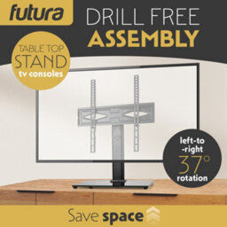 Futura Universal Tv Table Stand 24 To 60 Inch Tvs, Swivel & Height Adjustable, 45Kg Load, Max Vesa 400X400mm, Tempered Glass Base - thumbnail 4