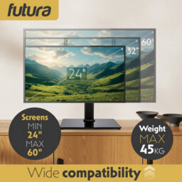 Futura Universal Tv Table Stand 24 To 60 Inch Tvs, Swivel & Height Adjustable, 45Kg Load, Max Vesa 400X400mm, Tempered Glass Base - thumbnail 5