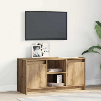 Berkfield Tv Cabinet With Led Lights In Artisan Oak, 100X34X50 Cm, Made From Engineered Wood. - image 1