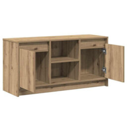 Berkfield Tv Cabinet With Led Lights In Artisan Oak, 100X34X50 Cm, Made From Engineered Wood. - thumbnail 5