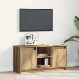 Berkfield Tv Cabinet With Led Lights In Artisan Oak, 100X34X50 Cm, Made From Engineered Wood. - thumbnail 1