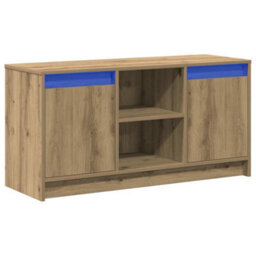 Berkfield Tv Cabinet With Led Lights In Artisan Oak, 100X34X50 Cm, Made From Engineered Wood. - thumbnail 2