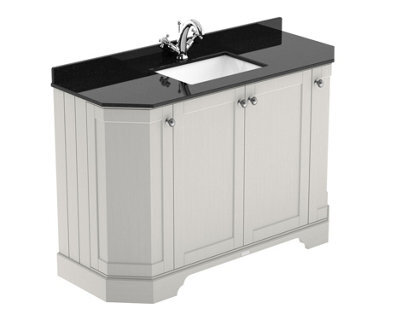 Hudson Reed Floor Standing 4 Door Angled Vanity Unit With 1 Tap Hole Black Marble Top & Basin, Timeless Sand, 1236 X 470 mm - image 1