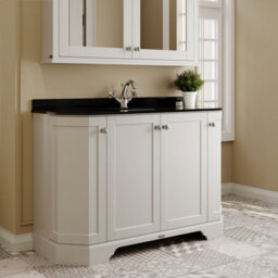 Hudson Reed Floor Standing 4 Door Angled Vanity Unit With 1 Tap Hole Black Marble Top & Basin, Timeless Sand, 1236 X 470 mm - thumbnail 4