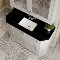Hudson Reed Floor Standing 4 Door Angled Vanity Unit With 1 Tap Hole Black Marble Top & Basin, Timeless Sand, 1236 X 470 mm - thumbnail 3