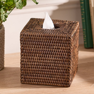 Dibor Traditional Square Natural Rattan Tissue Box Cover - image 1