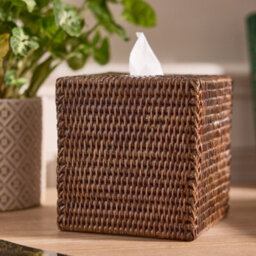 Dibor Traditional Square Natural Rattan Tissue Box Cover - thumbnail 3