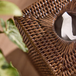 Dibor Traditional Square Natural Rattan Tissue Box Cover - thumbnail 5