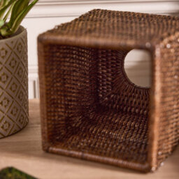 Dibor Traditional Square Natural Rattan Tissue Box Cover - thumbnail 4