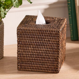 Dibor Traditional Square Natural Rattan Tissue Box Cover
