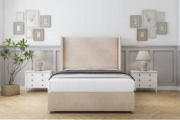 "Sloomy Devonshire Sand Naples Divan Bed Base 2 Drawers Foot-End With 54"" Wingback Headboard 4'6 Double" - thumbnail 2