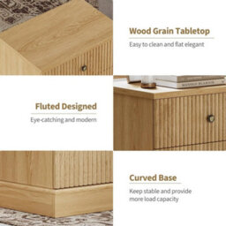 Oak 2 Drawer Wooden Bedside Cabinet Bedroom Storage Nightstand - thumbnail 3