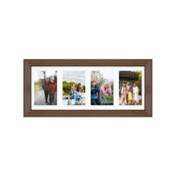 AK Frames 50X20Cm Walnut Classic Multi Photo Frame With White Mount - Holds 4 Apertures (4X) 6X4 Photos - thumbnail 1