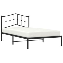 Berkfield Metal Bed Frame Without Mattress With Headboard Black 107X203Cm - thumbnail 3