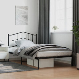 Berkfield Metal Bed Frame Without Mattress With Headboard Black 107X203Cm - thumbnail 1
