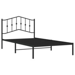 Berkfield Metal Bed Frame Without Mattress With Headboard Black 107X203Cm - thumbnail 4