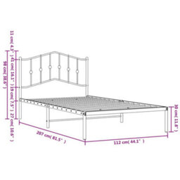 Berkfield Metal Bed Frame Without Mattress With Headboard Black 107X203Cm - thumbnail 9