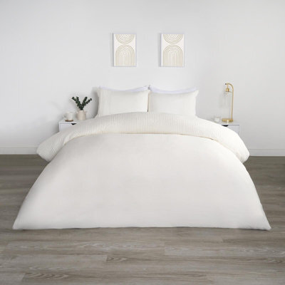 OHS Filled Pinsonic Arches Panel Duvet Cover Bedding Set, Cream - King - image 1