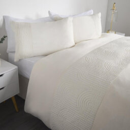 OHS Filled Pinsonic Arches Panel Duvet Cover Bedding Set, Cream - King - thumbnail 3